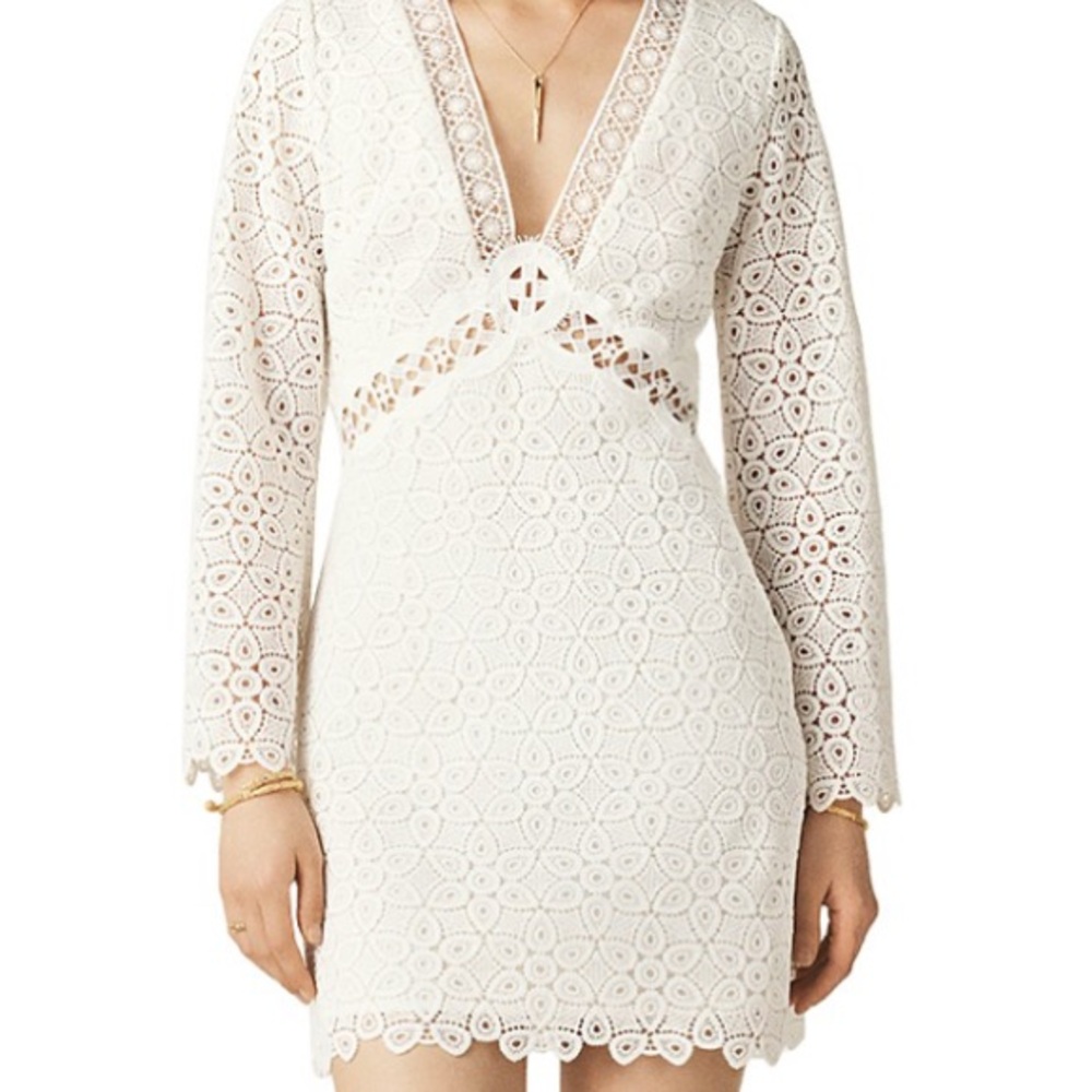 Ba&sh Lace White Crochet Dress Bell Sleeves Size Large NEW - Picture 5 of 13